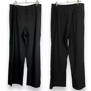 Lafayette 148 New York Slacks Black Pants Wide Leg Size 10 Women Wool Blend Work - Picture 1 of 9
