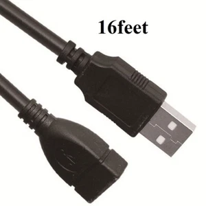 16ft USB 2.0 Extension Extender Cable Cord Standard Type A Male to Female Black - Picture 1 of 3