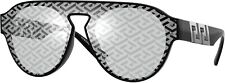 Versace Monogram-Mirrored Sunglasses VE 4420 GB1/AL Black/Silver 100% AUTHENTIC