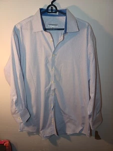 Jhane Barnes Slim Fit Non-Iron Men's Striped Button Up Shirt -17.5 / 32-33 - Picture 1 of 12