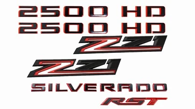 6x Fit Silverado 2500HD 2019-22 emblema de puerta rojo negro Z71 Rst kit de insignia Foto 1 de 4