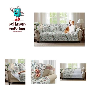 Beautiful Burgundy Flowers Couch Cover, Quilted X-Large Sofa Slipcover, 78" S... - Picture 1 of 8