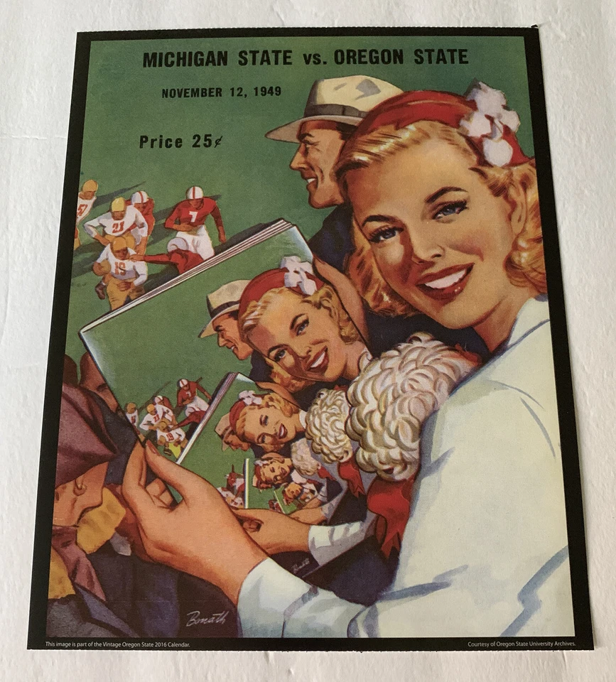 Oregon State Beavers v Michigan State Football 1949 Program Poster Print 14”x11” - Image 1 of 1