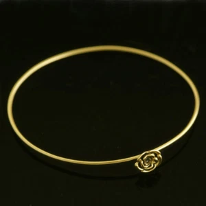 Danish Gilded Silver Bangle w/ Rose - Lund Copenhagen - Picture 1 of 1