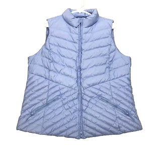 Talbots Vest Womens Plus Size 1X Blue Puffer Down Fill Full Zip Spring Nylon - Picture 1 of 8