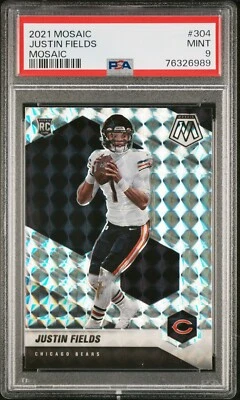 Justin Fields 2021 Mosaic Prizm Rookie RC PSA 9 #304 Bears NFL - Image 1 of 2