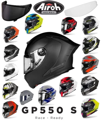 Airoh GP 550 S Casco Integrale Full Face Fibra HPC Racing Visiera Trasp + Scura - Immagine 1 di 4