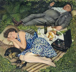 Georg Siebert - Fin de semana (1928) firmado - 17" x 22" impresión de bellas artes - Imagen 1 de 1