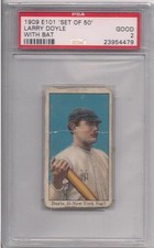 1909 E101 SET OF 50 LARRY DOYLE WITH BAT PSA 2