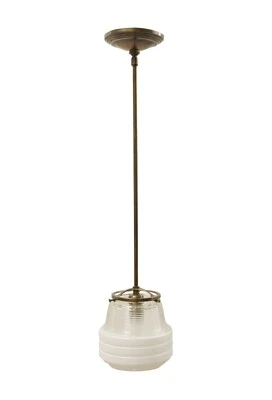 1950s 6.5 in. Glass Globe Brass Pole Pendant Light - Image 1 of 4