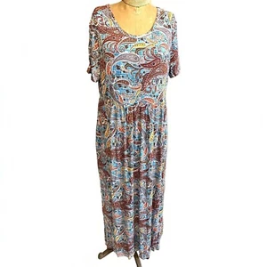 BISHUIGE Women Summer Maxi Dress Long Dress Short Sleeves Size 2XL NWT - Picture 1 of 6
