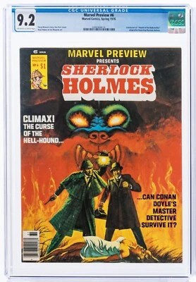 MARVEL PREVIEW #6 CGC 9.2 NM-, 1976 SHERLOCK HOLMES OW-WHITE PAGES & NEW SLAB! - Image 1 of 4