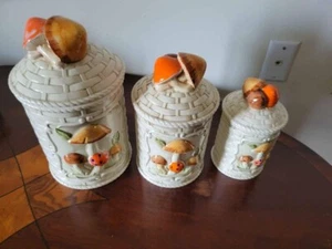 Juego de trío de almacenamiento de cocina vintage antiguo de porcelana - Imagen 1 de 3