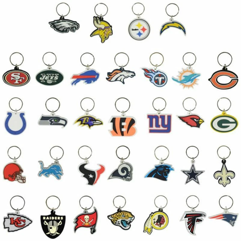 NFL Football PVC Key Chain (Keychain) - Pick Your Favorite Team - NFL Licensed  - Image 1 of 1