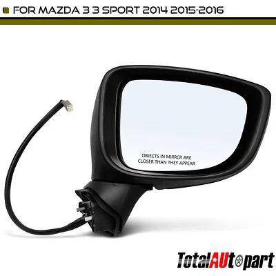 Espejo retrovisor eléctrico negro térmico con intermitente para Mazda 3 3 Sport 2014-2016 pasajero Foto 1 de 4