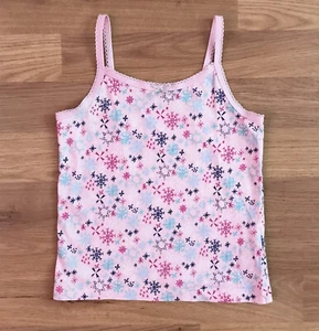 TU Sleeveless Vest Girls 3/4 Years Pink Snowflakes Design Straps Neck 100%Cotton - Picture 1 of 12