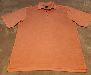 PRISTINE Footjoy mens polo golf shirt LARGE Peach short sleeve - Picture 1 of 5