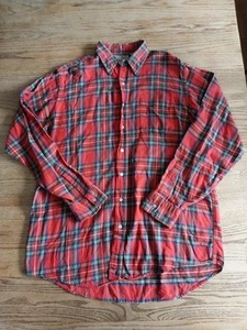 Camicia vintage LL Bean rossa a quadri con bottoni in flanella da uomo taglia LT (alta) made in USA - Foto 1 di 5
