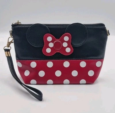 Minnie Mouse Make Up Bag Purse Disney Red & Black Small 5" PVC Zip Up Pouch - Image 1 of 4