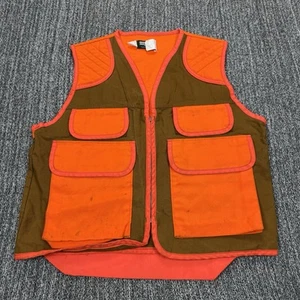 VINTAGE SafTbak Vest Mens XL Orange Canvas Hunting Shooting Duck Game Pouch USA - Picture 1 of 12
