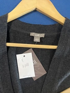 J Jill Tunica Maglione Gilet Cardigan Taglia L Grigio/Antracite 100% Cotone - Nuovo - Foto 1 di 9