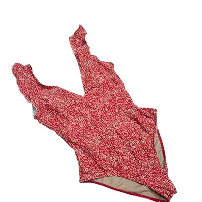 Traje de baño de una pieza con volantes florales Ditzy rojo sal de verano 4 cabañas Foto 1 de 4