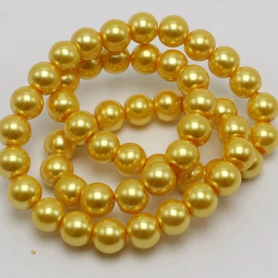 50 Pcs Glass Faux Pearl Smooth Round Beads Craft DIY 10mm Jewelry Making - Image 1 of 4