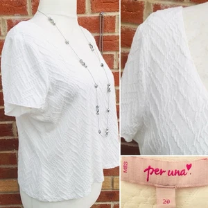 M&S Size 20 White Blouse Stretchy Autumn Wear Holiday Evening Excellent L2 - Picture 1 of 6