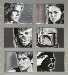 Star Wars: GALAXY 4 -SILVER FOIL ART CARDS: PADMÉ, SOLO, VADER, BOBA, (2009) - Picture 1 of 4