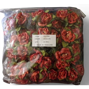 Lote Floral Artesanal Naranja Flores Papel Rosas Todavía en Paquete 48 unidades 1.25" - Imagen 1 de 5