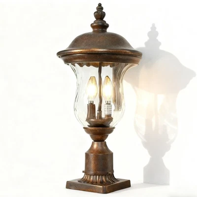 Outdoor Lamp 21'' Vintage Post Light Royal Bronze with Clear Glass Shade Fixture - Image 1 of 4