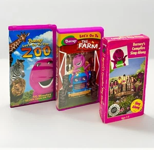 Barney Vintage VHS, Lot Of 3- Let’s Go To The Farm, Zoo, Campfire Sing-a-long - Picture 1 of 17