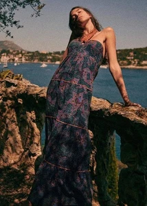 Sezane floral Off-the-shoulder dress long sz 40 multicolor - Picture 1 of 11