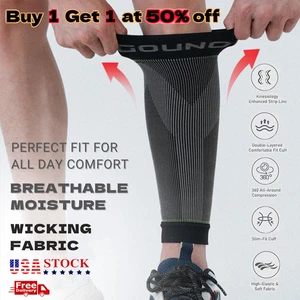 Calf Compression Sleeve Ankle Brace Leg Support Socks Foot Fasciitis Pain Relie - Picture 1 of 9