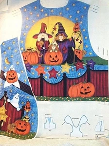 Chaleco de tela de Halloween de vacaciones brujas y calabazas NUEVO - Imagen 1 de 6