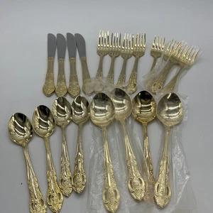 Hanford Forge Stainless Steel Gold Plate Flatware Set For 4 - Picture 1 of 8