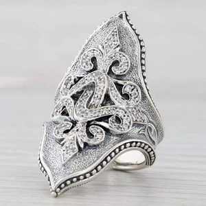 Scott Kay Ornate Cubic Zirconia Statement Ring Sterling Silver Size 5 - Picture 1 of 11