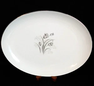 Vtg Creative Royal Elegance Japan Oval Serving Platter Fine China Gray Tulip EUC - Picture 1 of 5