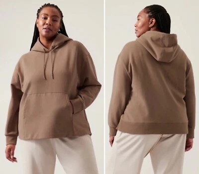 NUEVO CON ETIQUETAS Sudadera con Capucha Athleta Retroplush 3X Rústica Beige Suave Polar Relajado Top Foto 1 de 4