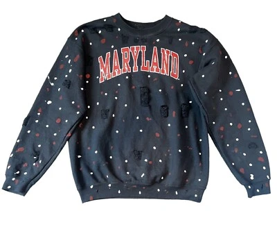 Gildan Youth Girls Custom Distressed Splatter Maryland Sweatshirt XL(16) - Image 1 of 4