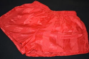 Shorts Short Sprinter Pant Vintage Deadstock Nylon Glanz Shiny Rot 80s S M L NEU - Picture 1 of 20