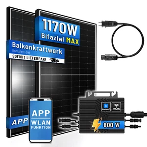 Balkonkraftwerk 1170W Solaranlage mit 800WEway MicroWechselrichter WiFi - Bild 1 von 4