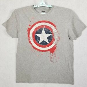 MARVEL Captain America Shield T-Shirt ~ Gray ~ Short Sleeve ~ Medium