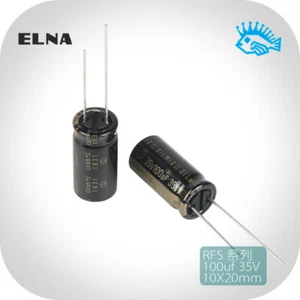 Condensador de audio ELNA 100uf 35V100uF SilmicII RFS 10x20 mm pines de cobre - Imagen 1 de 3