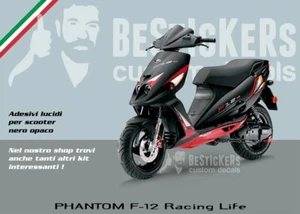 kit adesivi grafiche compatibili Malaguti F12 restyling Phantom RACING LIFE nero - Picture 1 of 9