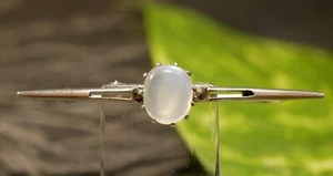 Starke 830 Silber Brosche Stabbrosche Oval Cabochon Jugendstil Art Deco - Picture 1 of 11