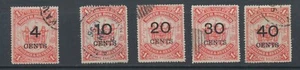 North Borneo Stamps 1895 4c to 40c on $1 scarlet SG87/91 Used + CTO CV £70.25 - Picture 1 of 7