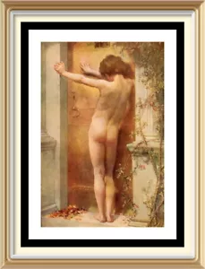 Antique 113 year Old Merritt Print LOVE LOCKED OUT Nude Art Gay Men Homosexual - Picture 1 of 2