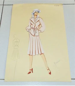 Bozzetto Moda COLLEZIONE MARISCO Vintage Disegno Figurino stilista FIRMATO 5 - Picture 1 of 2