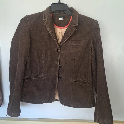 Blazer J Crew Mujer L Marrón Pana Chaqueta Abrigo de Campo Blazer Forrado Estilo Y2K Foto 1 de 4